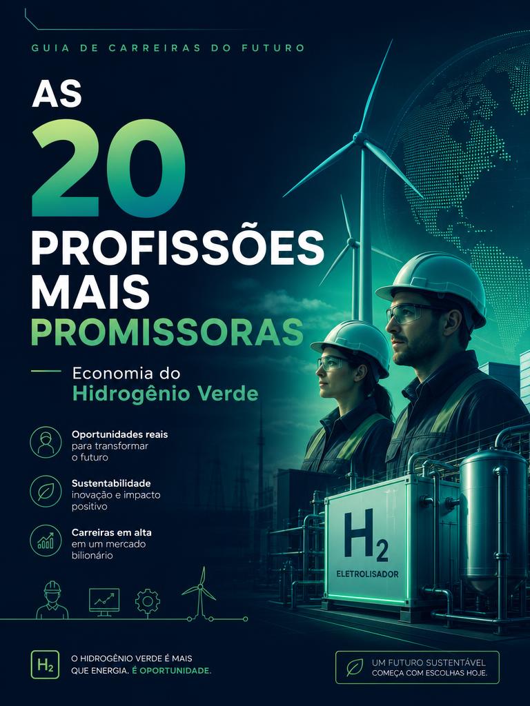 Capa do e-book As 20 Profissões Mais Promissoras da Economia do Hidrogênio Verde
